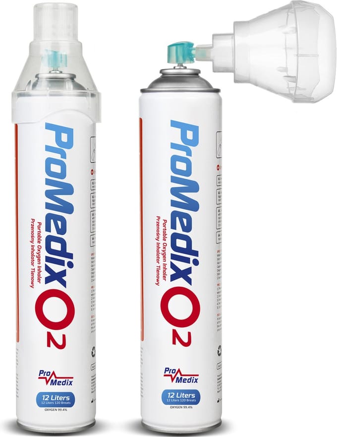 Promedix - Set van 9 stuks Draagbare zuurstofinhalator in een blik 99,4% O2 12L
