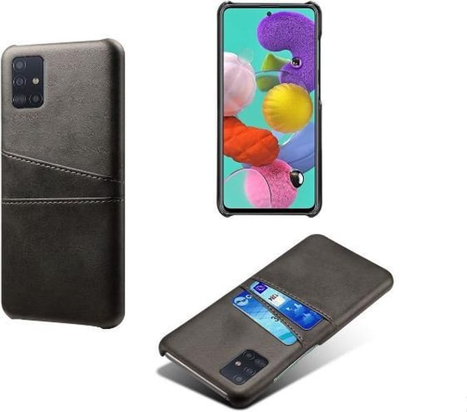 Back Cover met Opbergvakjes + PMMA Screenprotector voor Galaxy A71 _ Zwart