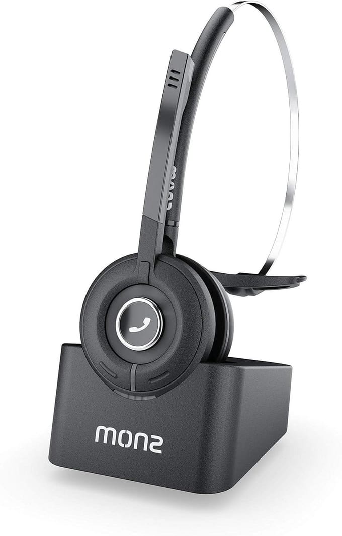 Draadloze DECT Headset - Professionele Koptelefoon - Mobiel Werken - Multi-cell Bereik - 300 Meter - Zwart