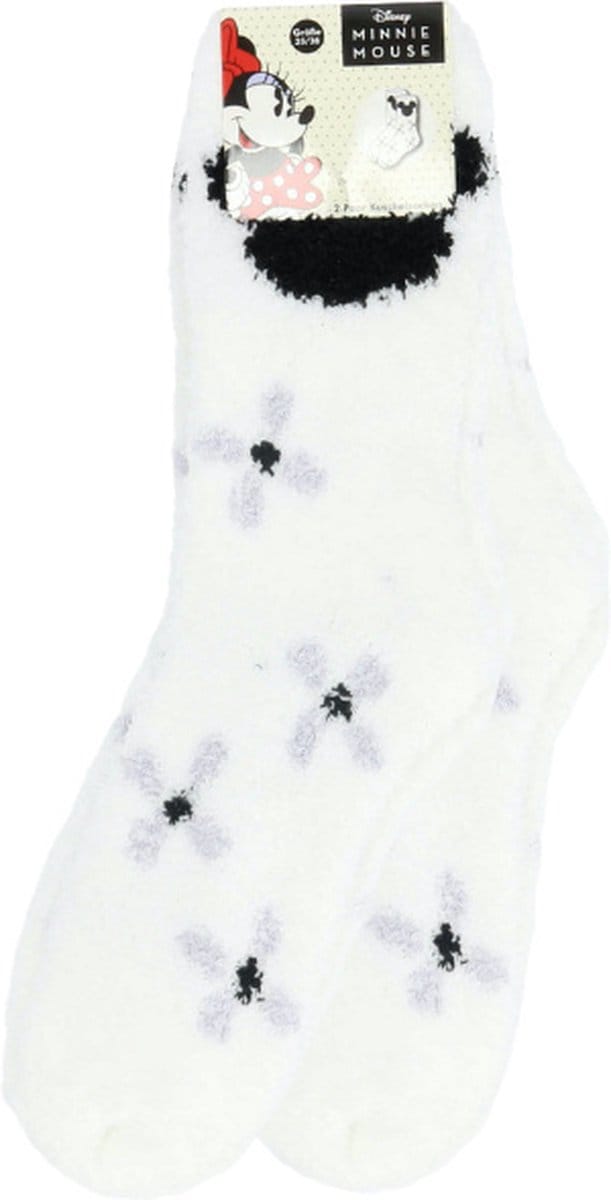 Disney Minnie Mouse huissokken, 2-pack, wit/zwart, maat 35-38