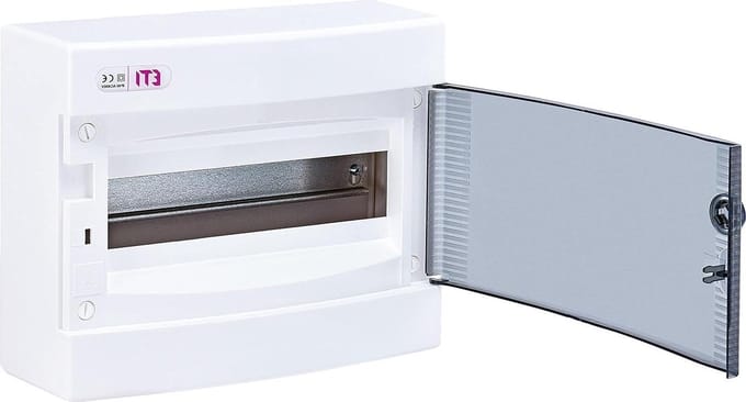 Verdeel kast - Opbouwdoos - Elektrische installatie - Transparante deur - 12 modules - Wit