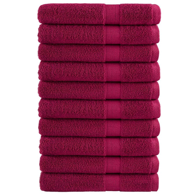vidaXL - Handdoeken - SOLUND - 10 - st - 600 - g/m² - 100x200 - cm - bordeauxrood