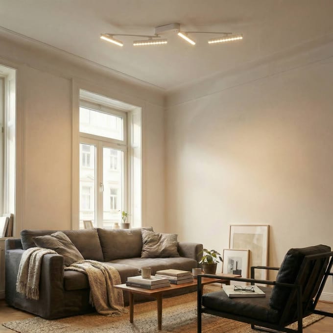 Lindby LED spot Eldrin, wit, 4-lamps, lichtpunten