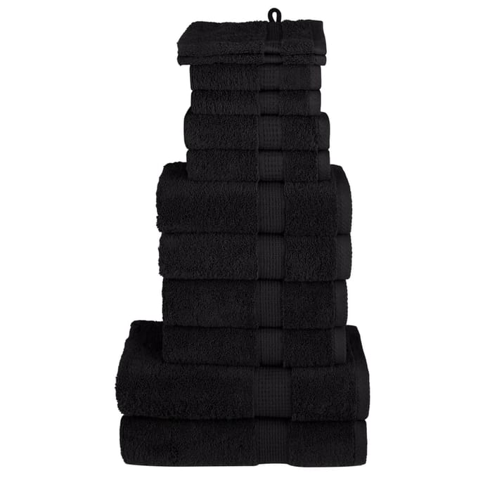 vidaXL - 12-delige - Handdoekenset - SOLUND - 600 - g/m² - zwart