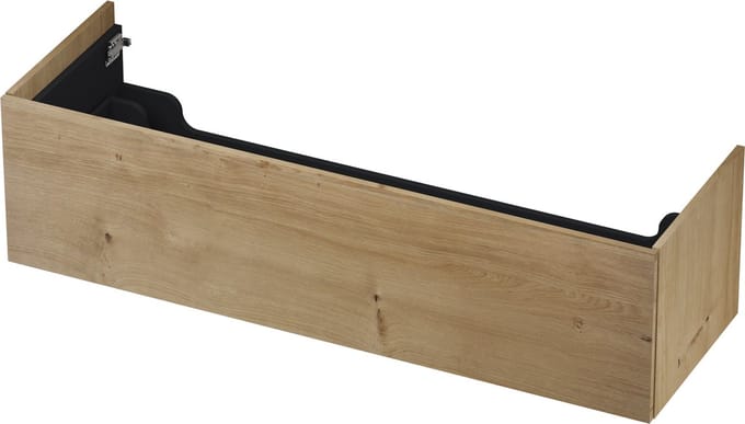 INK wastafelonderkast 1 lade greeploos push to open echt hout 140x45x38cm, fineer ash grey