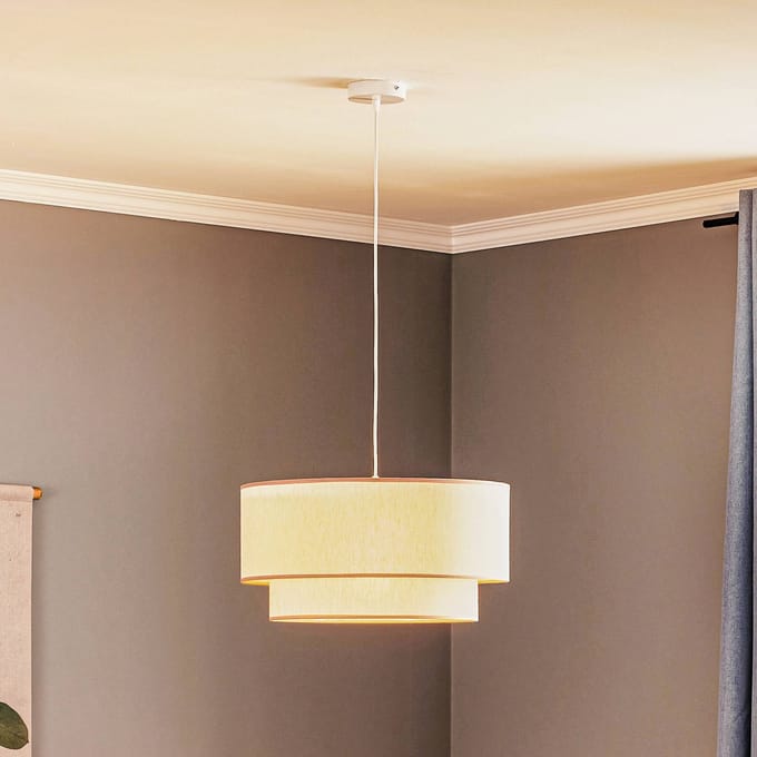 Duolla Hanglamp Boho, beige, Ø 45 cm, textiel
