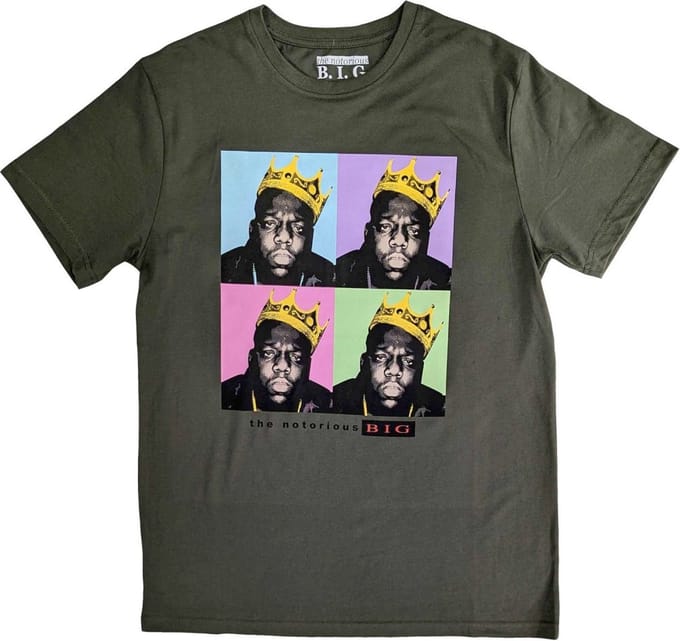 Biggie Smalls - Crown Pop Art Heren T-shirt - S - Groen