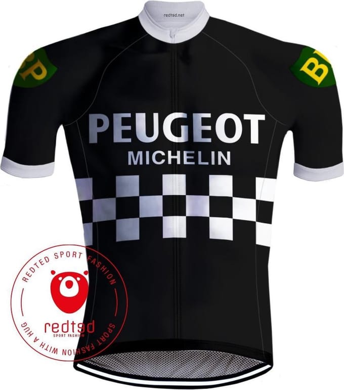 Retro Wielershirt Peugeot Zwart/Wit - REDTED - M