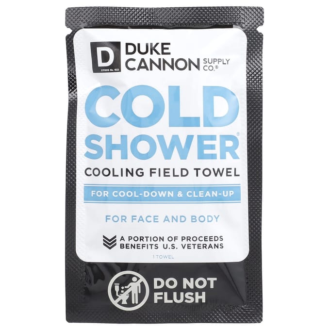 Duke Cannon Supply Co., Cold Shower®, Face & Body Wipes, Palm Towels, 15 Count gray