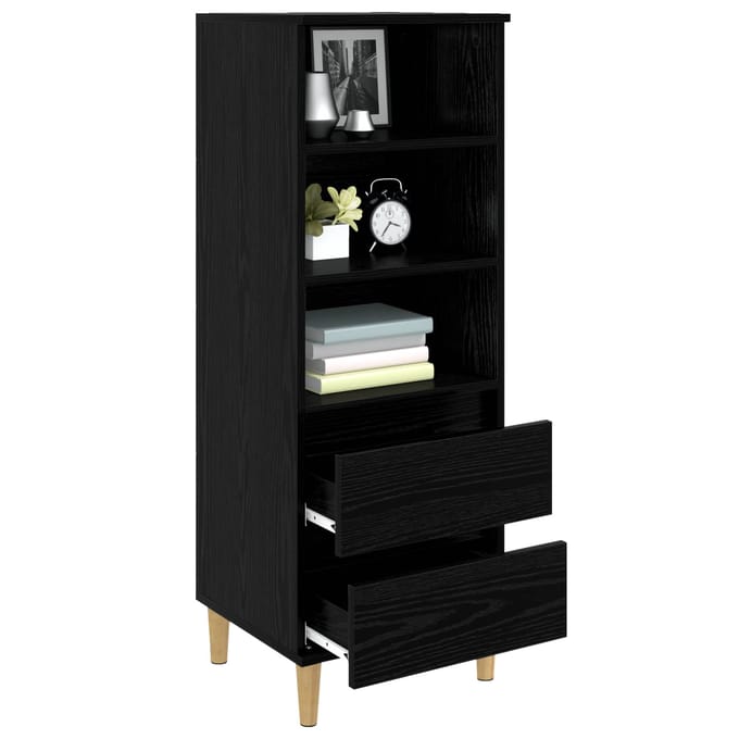 vidaXL - Highboard - Zwart - eiken - 40 - x - 36 - x - 110 - cm - Bewerkt - hout