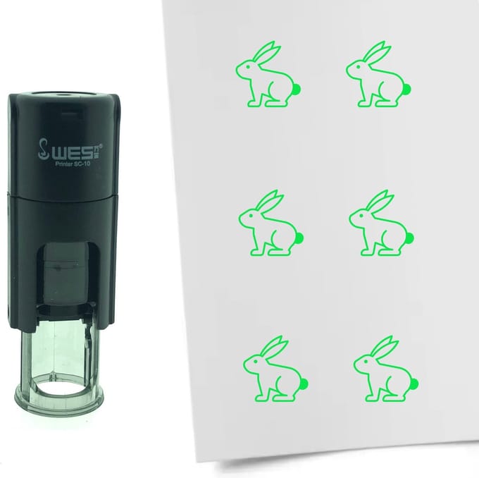 CombiCraft Stempel Paashaas 10mm rond - groene inkt