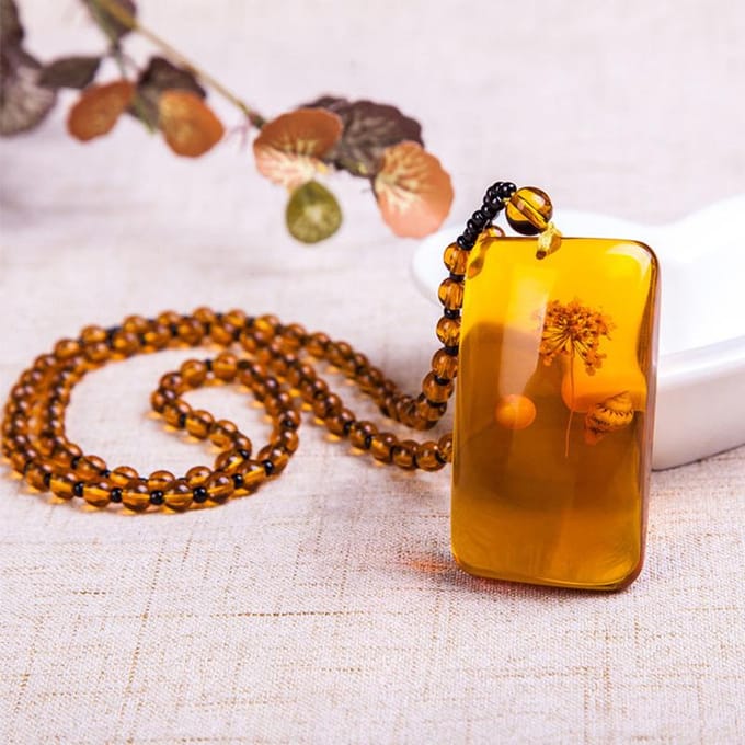 Amber drijvende pekel bijenwas kralen ketting brown