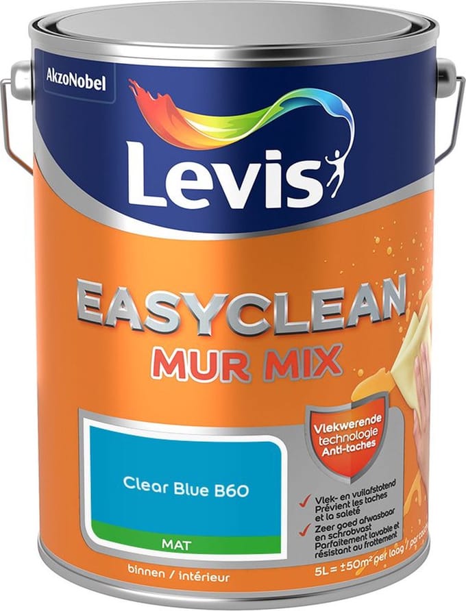 Levis - Easyclean Mur Mat Mix - Clear Blue B60 - Mengverf - 5 L