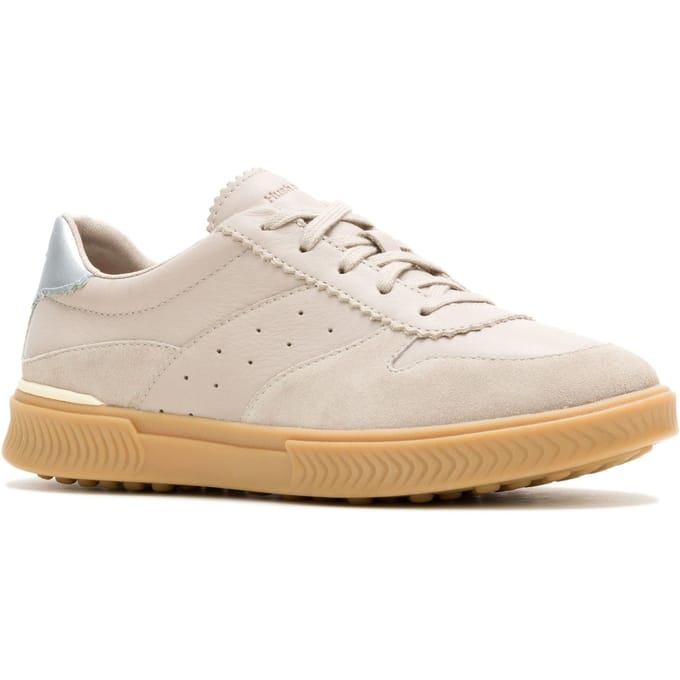 Hush Puppies Mae Leren Dames Taupe Sneakers