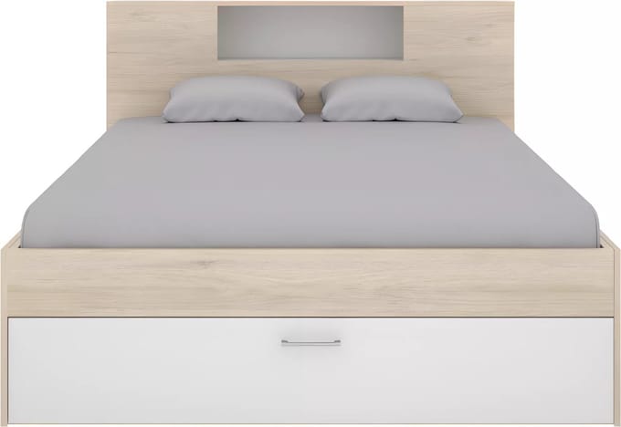 Vente-unique Bedframe hout natuurlijk licht, wit 140 x 190 cm