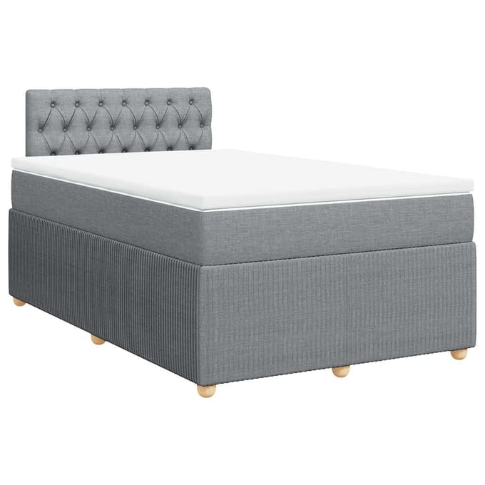vidaXL - Boxspring - met - matras - stof - lichtgrijs - 120x190 - cm