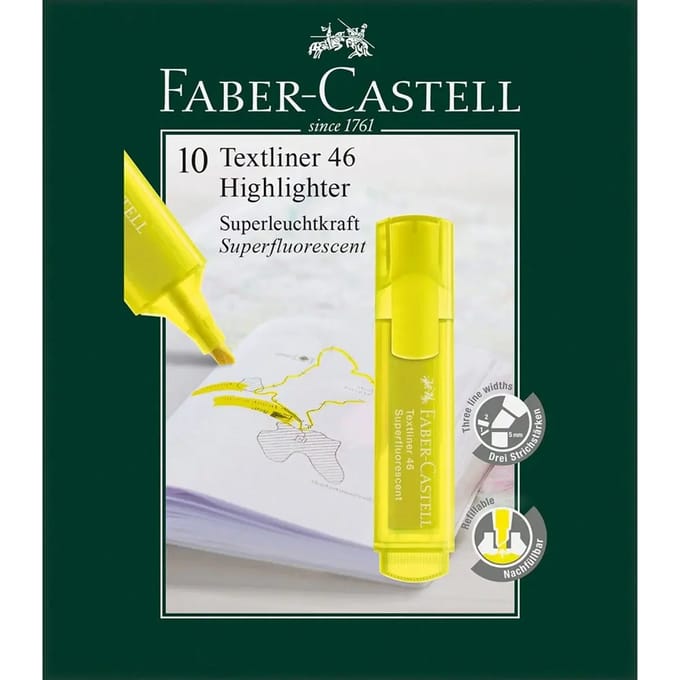 Markering Faber-Castell TEXTLINER 48 Geel (10 Stuks)