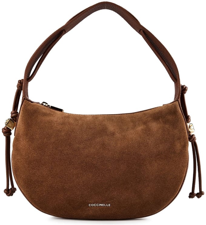 COCCINELLE Leren handtas schoudertas Thess Handbag Suede Le. / Grained Le. Cognac / Cognac Lichtbruin