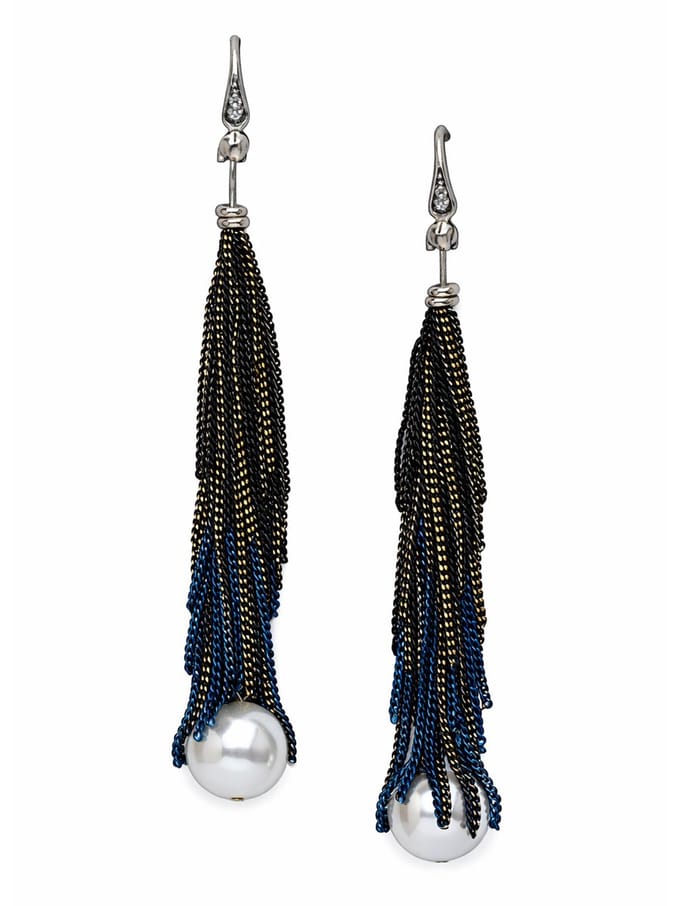 AVANT-GARDE PARIS Oorbellen - Tassel - Dangle - Goud Geplateerd - 8.8 cm - Kristal Accenten