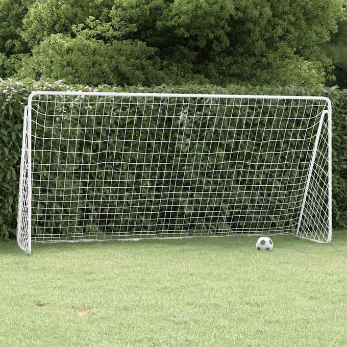 vidaXL - Voetbaldoel - met - net - 366x122x182 - cm - staal - wit