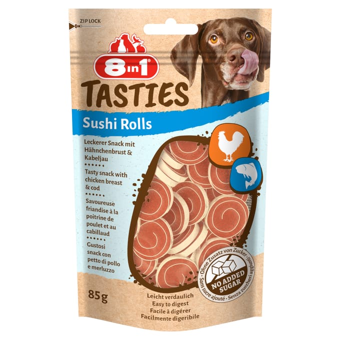 Voordeelpakket: 2x 85g 8in1 Tasties Sushi Rolls kip hondensnacks