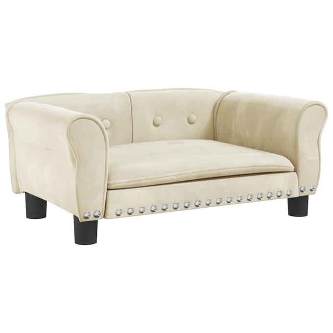 vidaXL Hondenmand 70x45x30 cm fluweel crèmekleurig