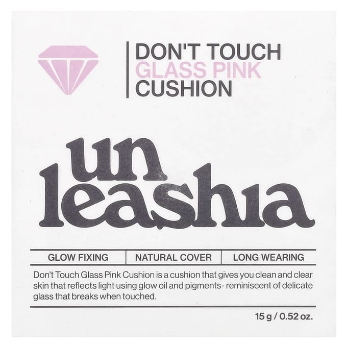 Unleashia, Don't Touch Glass Pink Cushion, SPF50+/PA++++, 21N Hyalin, 15g (0.52oz) white