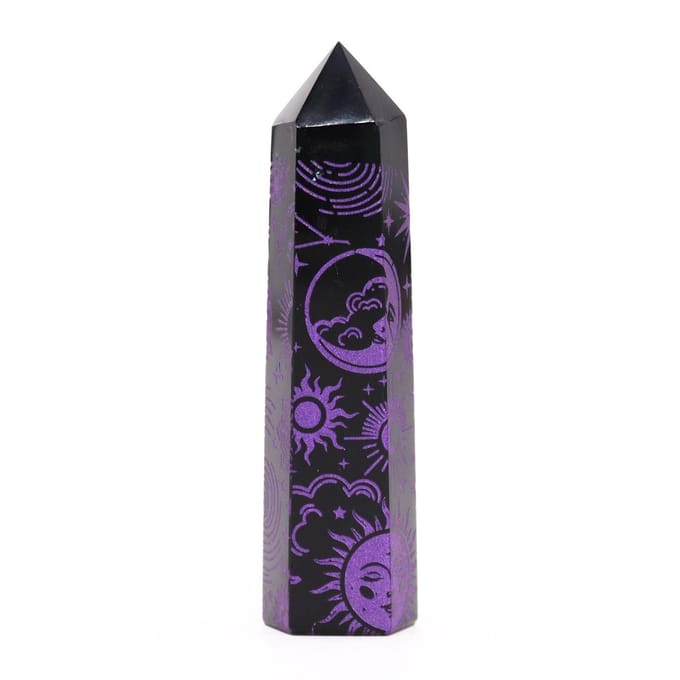 Zwarte Obsidiaan Punt - Paars