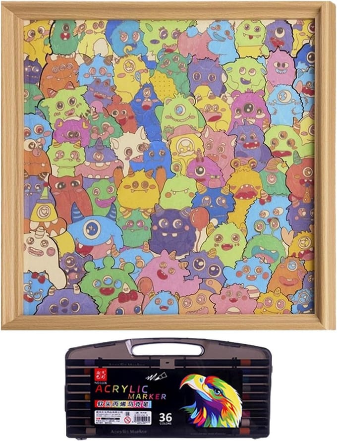 Puzzel Decoratie - Fotolijst Puzzel - Creatieve Ontspanning - Gladde Randen - 32 x 32 cm - Multicolor
