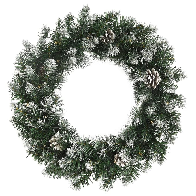 vidaXL - Kerstkrans - met - LED-lampjes - 60 - cm - PVC - groen