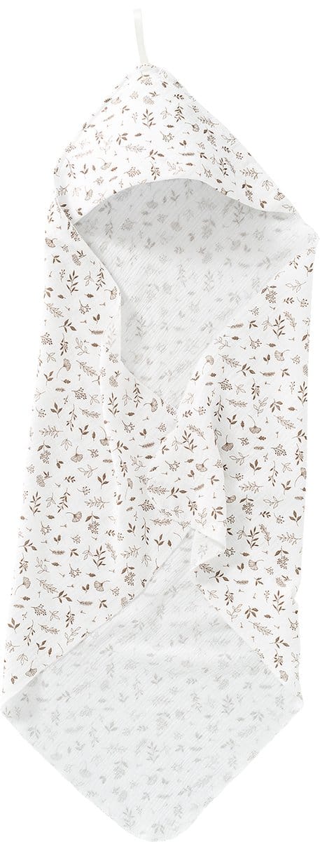 Cottonbaby Badcape Soft Leaves white/taupe
