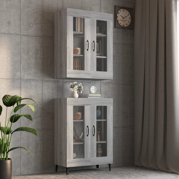 vidaXL - Bovenkast - 69,5x34x90 - cm - grijs - sonoma - eikenkleurig