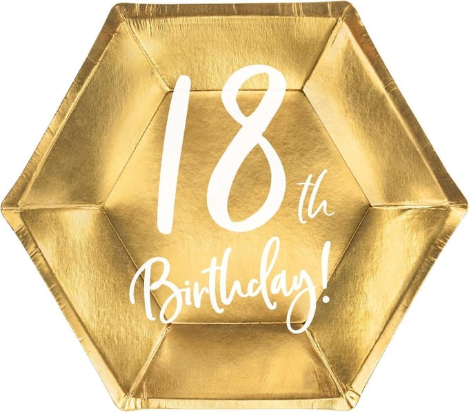 Borden 18th birthday goud (6 stuks)