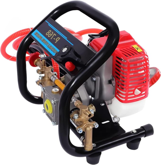 Hogedrukspuitmachine - Hogedruksproeier - Velden Bespuiten - 26CC Motor - 10 Meter Slang - Rood Zwart