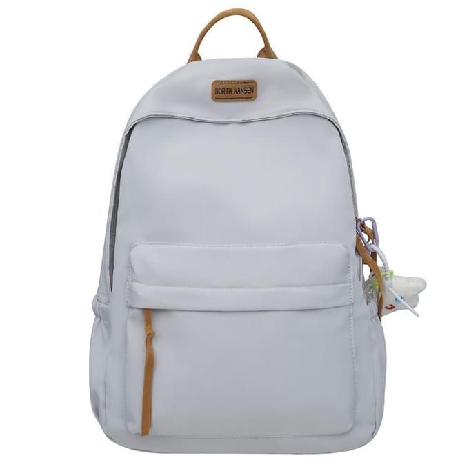 Schooltas voor Meisjes, Ins Bos-stijl Veelzijdige Rugzak, Eenvoudige Japanse Stijl Rugzak With pendant wit
