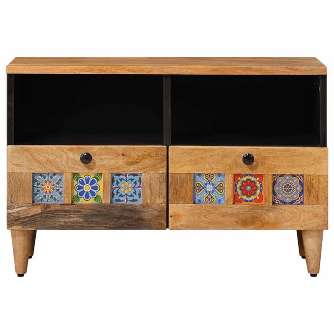 vidaXL - TV - Kast - Naturel - 70 - x - 33 - x - 46 - cm - Massief - Mango - Hout