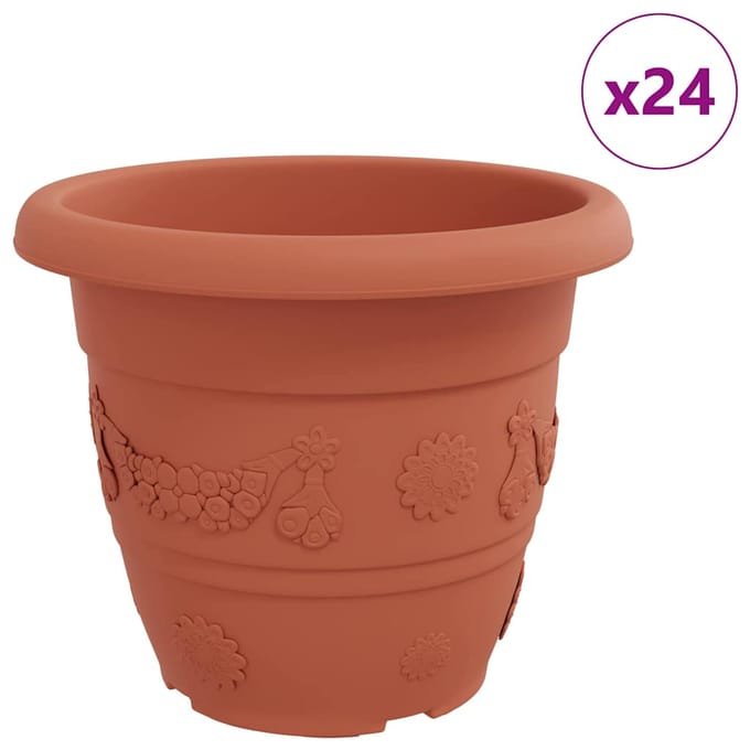 vidaXL - Ronde - Bloempot - 24 - st - Baksteenrood - Ø - 34 - x - 28 - cm - Kunststof