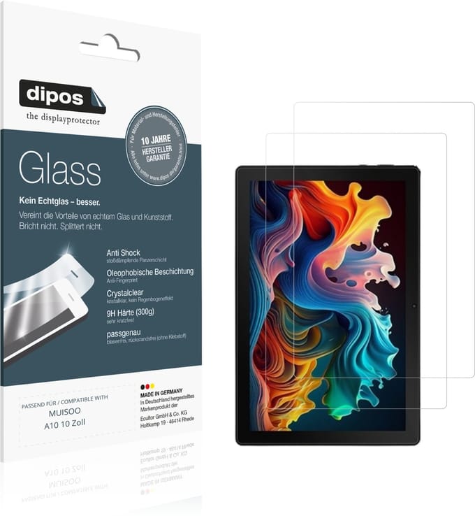 dipos – 2x Pantserfolie geschikt voor MUISOO A10 10 Zoll | 9H Screenprotector