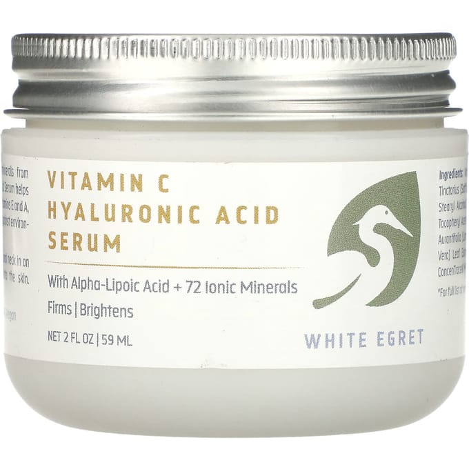 White Egret Personal Care, Vitamin C Hyaluronic Acid Serum, 2 fl oz (59 ml) gray