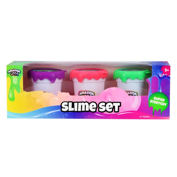 Amazing Cool slijm speelplezier 3 stuks paars groen roze set.