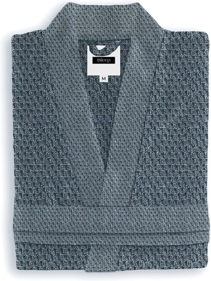 iSleep Badjas Grant - 100% Katoen - Unisex - Maat M - Insignia Blue