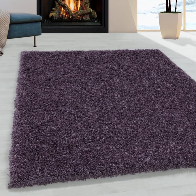 Flycarpets Azure Vloerkleed Paars - Effen - Hoogpolig - 140x200 cm