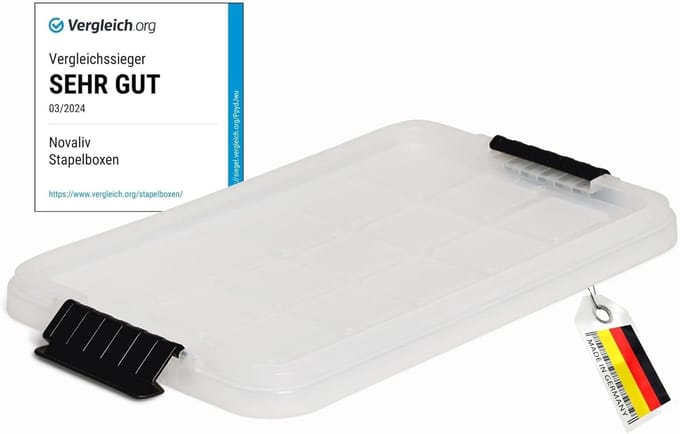 Novaliv 1x vervangende deksel 5 liter met clipsluiting 25x15 cm Transparant