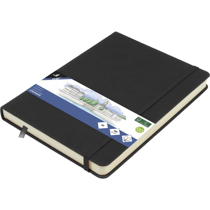 Kangaro schetsboek - A5 - zwart - PU hardcover - met elastiek en lint