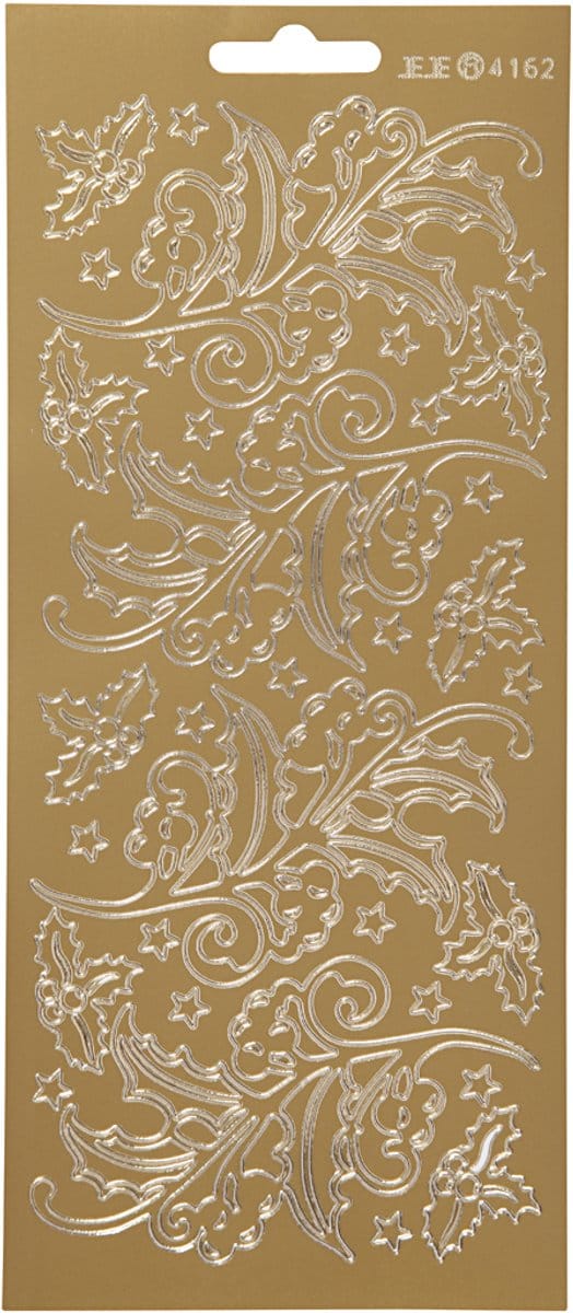 Stickers, hulst, vel 10x23 cm, goud, 1 vel