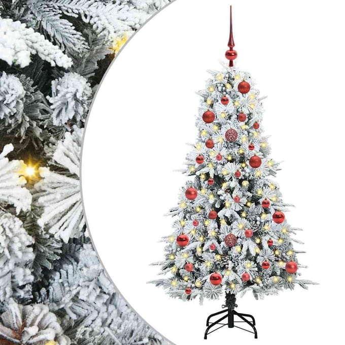vidaXL - Kunstmatige - Hinged - Kerstboom - met - 150 - LED - Wit - 150 - cm - PE - en - PVC