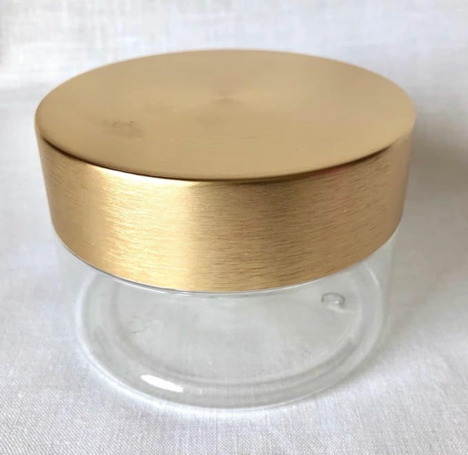 Transparant lege plastic pot 200 ml met mooie gouden deksel - ( 10 stuks in een set )