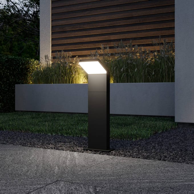 Arcchio - LED buitenlamp - 1licht - aluminium, polycarbonaat - H: 60 cm - donkergrijs, wit - Inclusief lichtbron