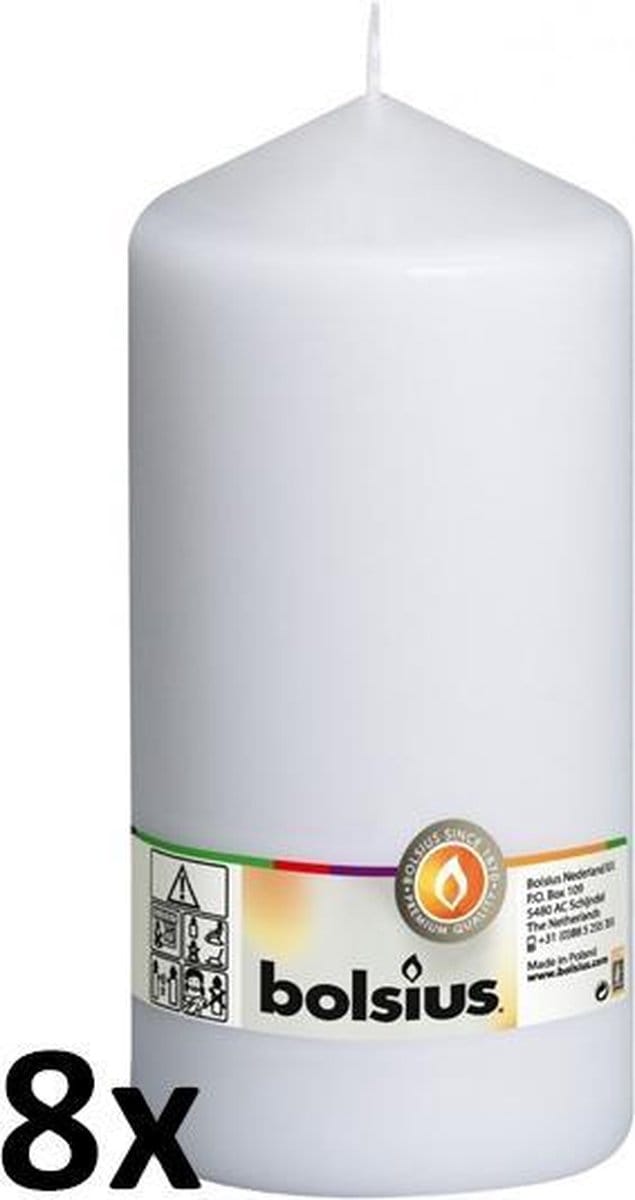Bolsius Stompkaars - 200/100 mm - 8 stuks - Wit