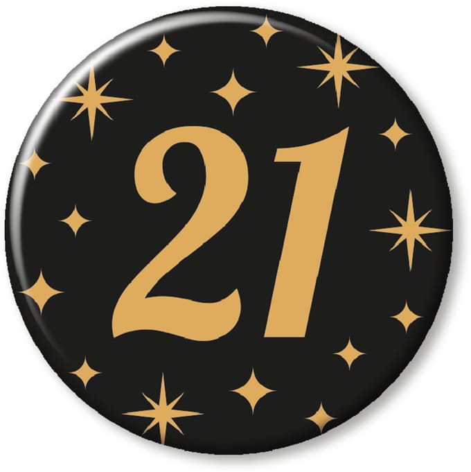 BTH - Buttons - 21 Jaar - Goud-Zwart - Badge - Speld - Verjaardag - Decoratie - 21 Jaar Verjaardag Versiering - Button
